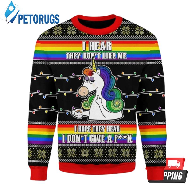 Lgbt Unicorn I Don'T Give A Fk Ugly Christmas Sweaters