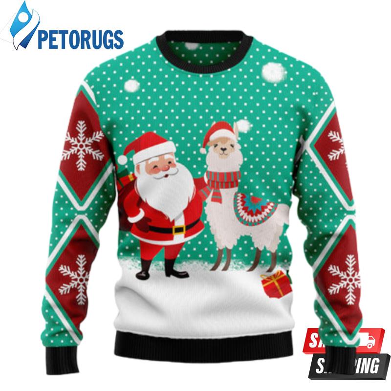 Llama And Santa Xmas Ugly Christmas Sweaters