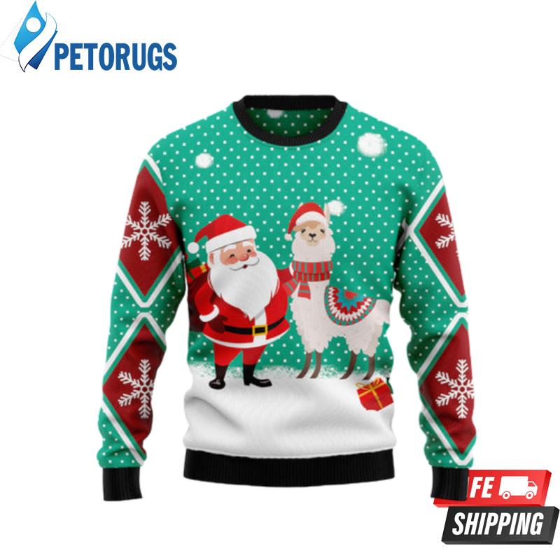 Llama And Santa Xmas Ugly Christmas Sweaters