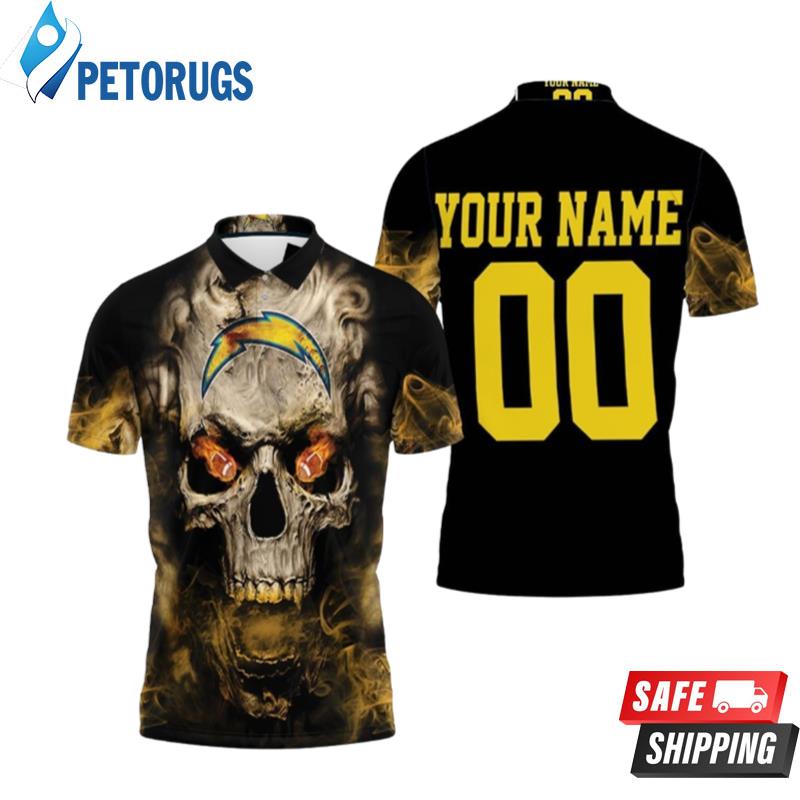 Los Angeles Chargers Skull Los Angeles Chargers Personalized Polo Shirts