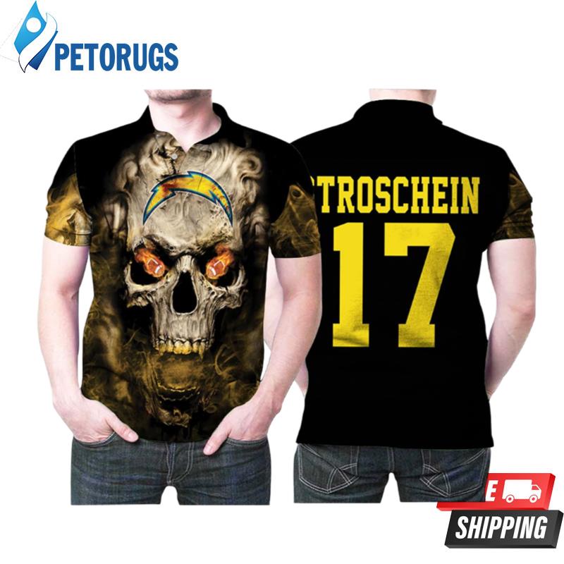 Los Angeles Chargers Stroschenin 17 Nfl American Football Team Logo Lava Skull Gift For Los Angeles Chargers Fans Lovers Polo Shirts