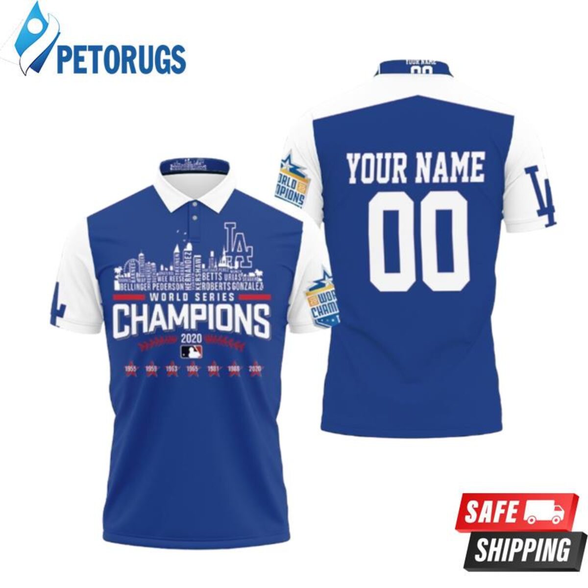 Los Angeles Dodgers Team Name World Series Champions Personalized Polo  Shirts - Peto Rugs