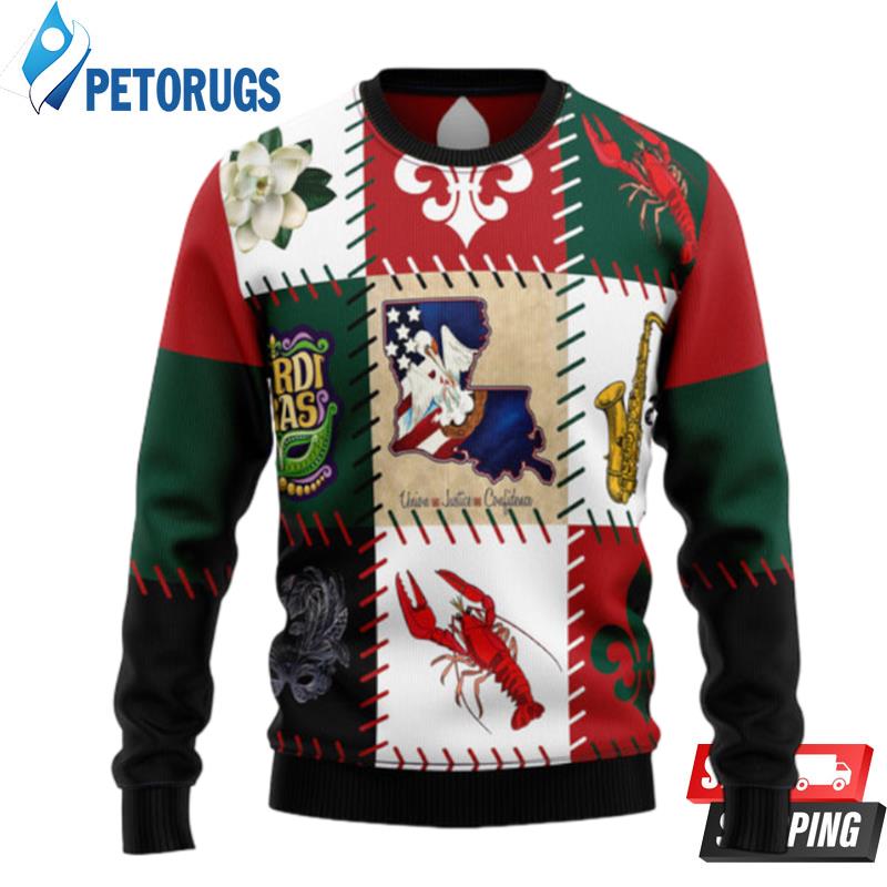 Louisiana Famous Things Ugly Christmas Sweaters