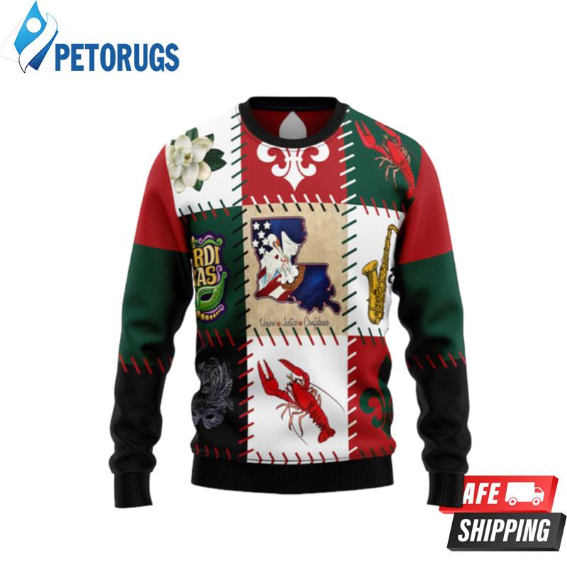 Louisiana Famous Things Ugly Christmas Sweaters