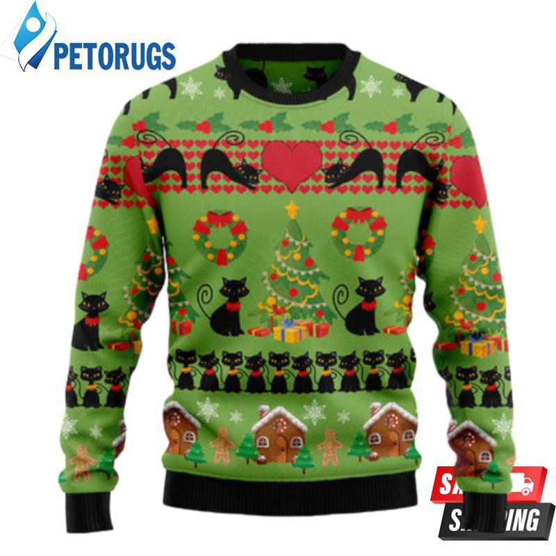 Love Black Cat Ugly Christmas Sweaters
