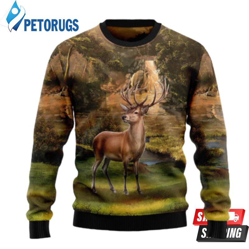 Lovely Deer Ugly Christmas Sweaters - Peto Rugs
