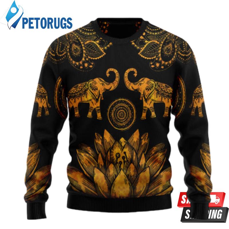 Lovely Gold Elephant Ugly Christmas Sweaters