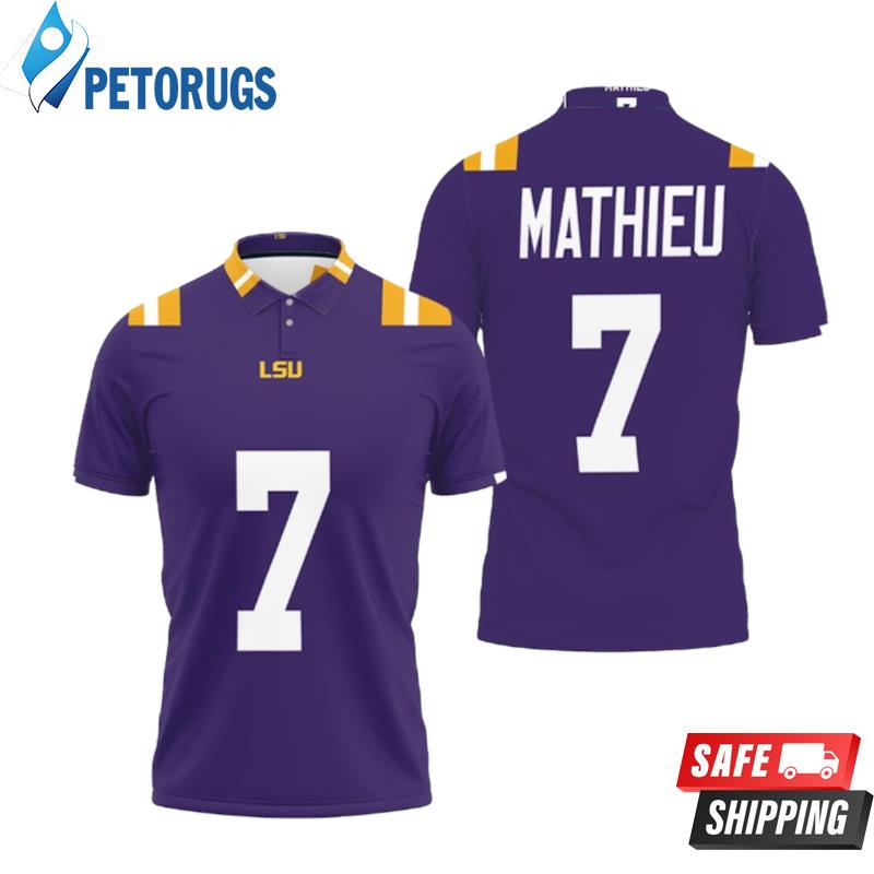 Lsu Tigers And Lady Tigers Lsu Tigers Tyrann Mathieu #7 College University Football Purple Lsu Fans Polo Shirts