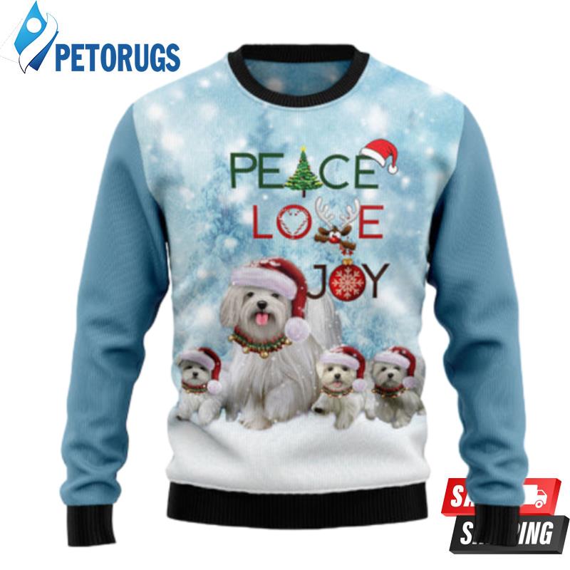 Maltese Peace Love Joy Ugly Christmas Sweaters