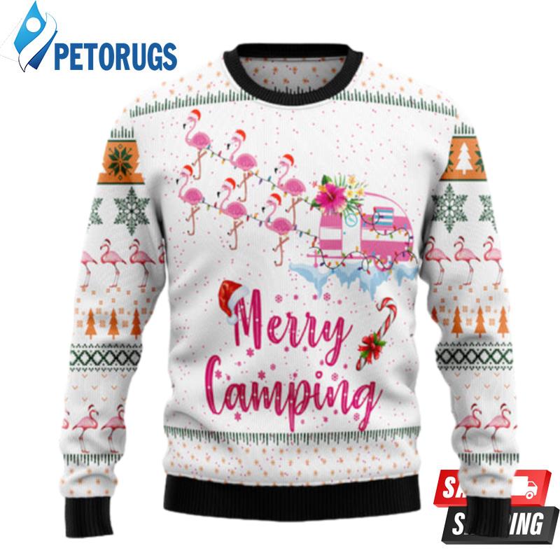 Merry Camping Flamingo Ugly Christmas Sweaters