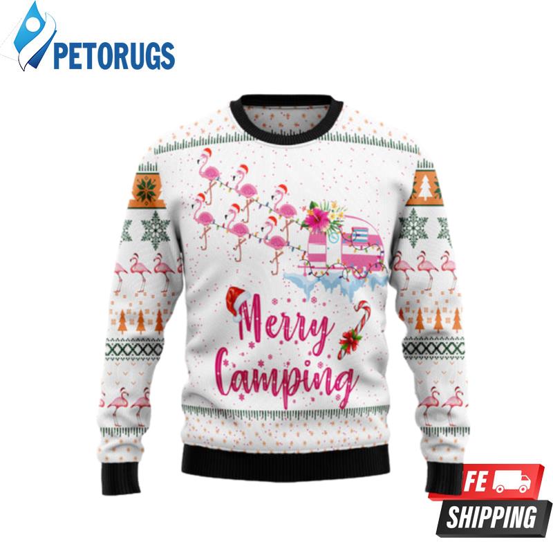 Merry Camping Flamingo Ugly Christmas Sweaters