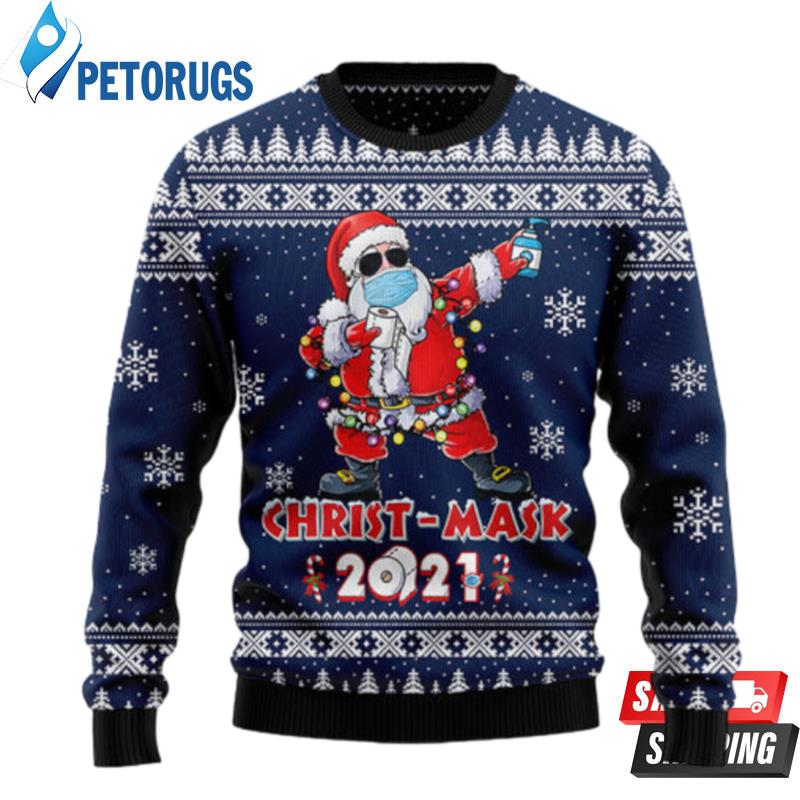 Merry Christ Mask Santa Claus Ugly Christmas Sweaters