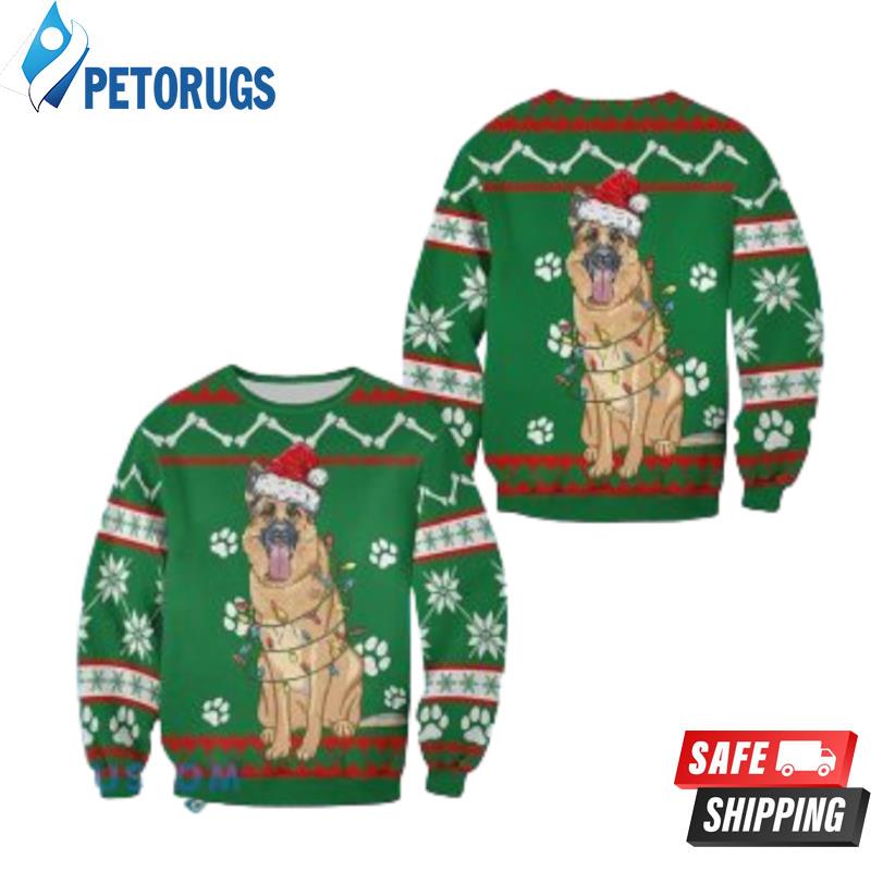 Merry Christmas German Shepherd Dog Green Ugly Christmas Sweaters