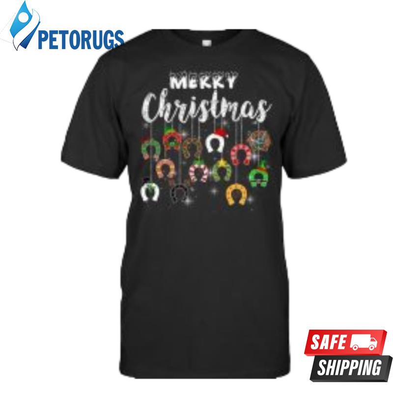 Merry Christmas Horsehoes Horse Racing Lovers Equestrians Holiday Noel Xmas s Polo Shirts