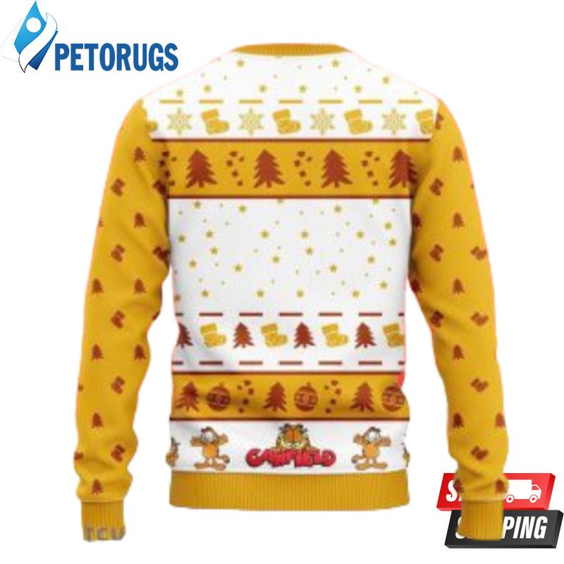 Merry Christsmas Disney Garfield And Reindeer Yellow Ugly Christmas Sweaters