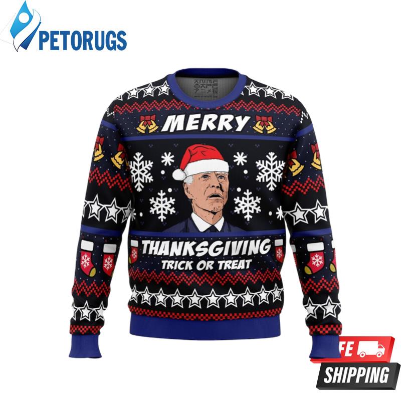 Merry Thanksgiving Biden Ugly Christmas Sweaters