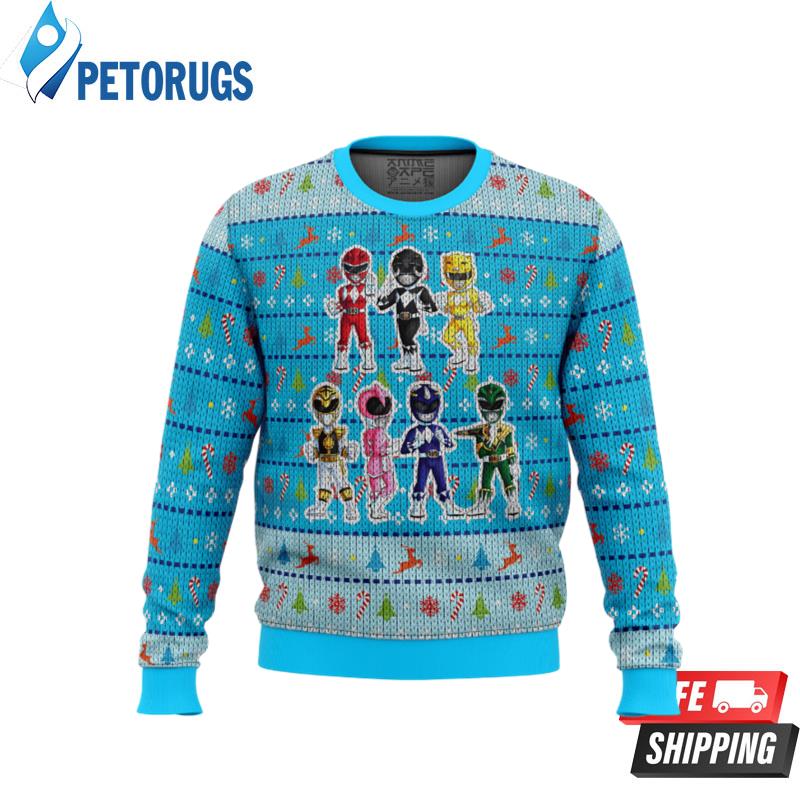 Mighty Morphin Chibis Power Rangers Ugly Christmas Sweaters