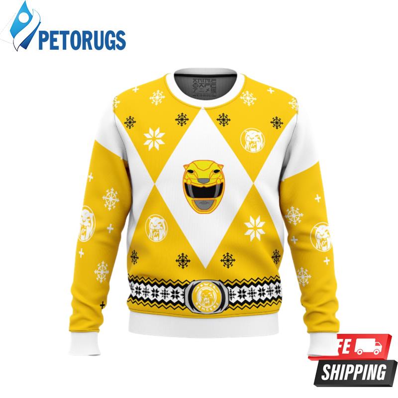 Mighty Morphin Power Rangers Yellow Ugly Christmas Sweaters