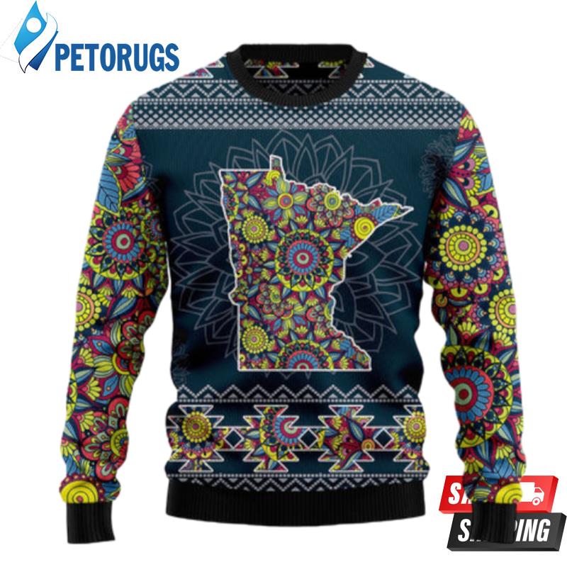 Minnesota Blue Mandala Ugly Christmas Sweaters