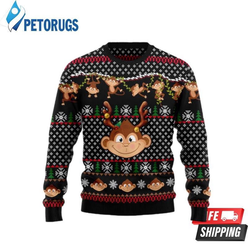 Monkey Christmas Pattern Ugly Christmas Sweaters