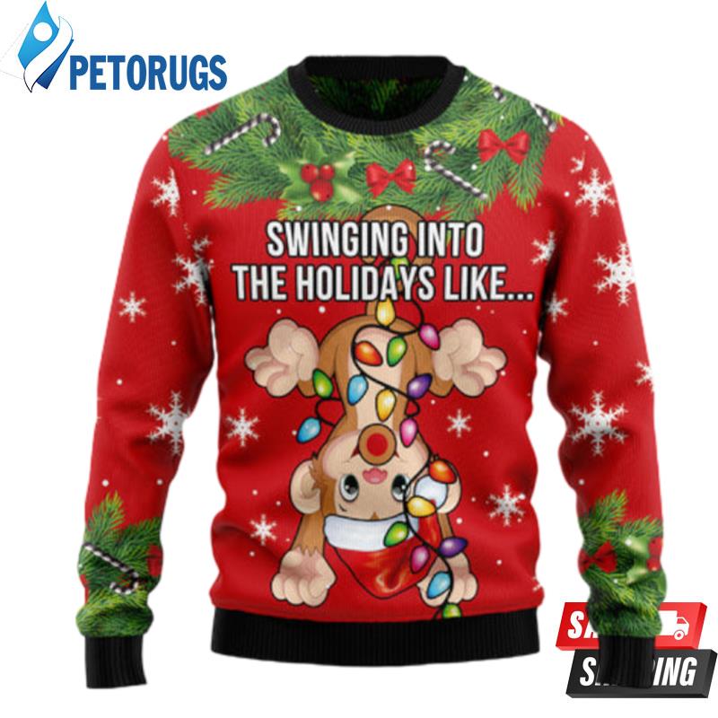 Monkey Swing Into The Holiday Ugly Christmas Sweaters