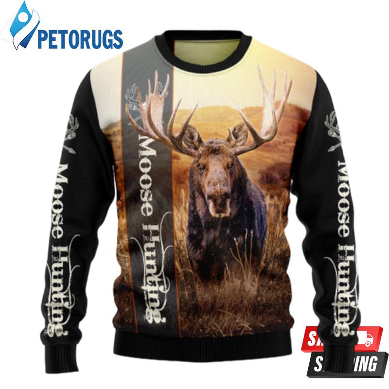 Moose Hunting Ugly Christmas Sweaters