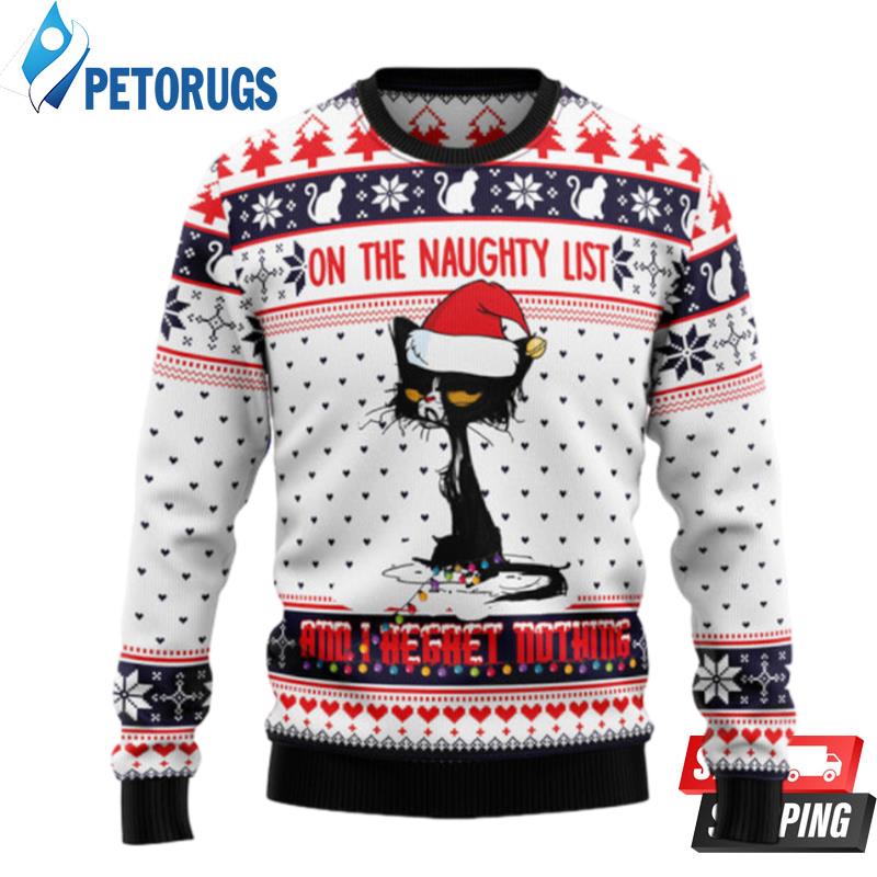 Naughty List Cat Meow Ugly Christmas Sweaters