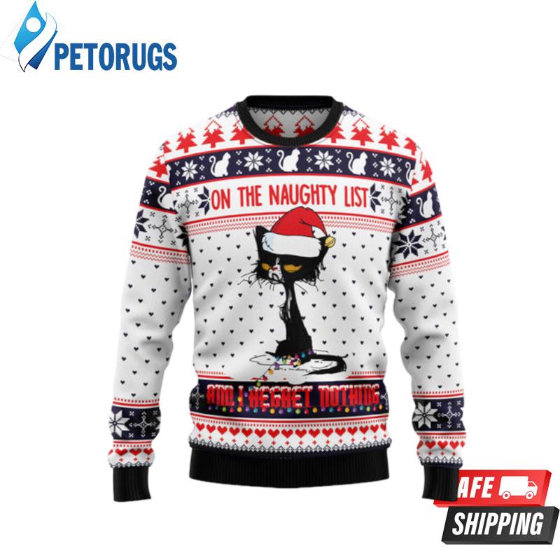 Naughty List Cat Meow Ugly Christmas Sweaters