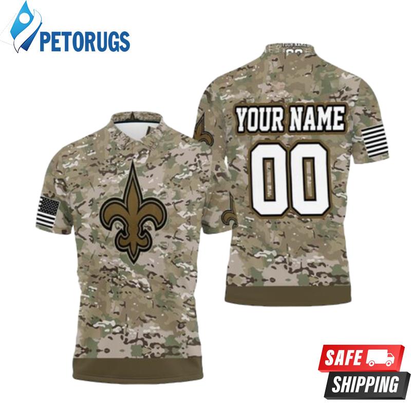 New Orleans Saints Camouflage Veteran Personalized Polo Shirts