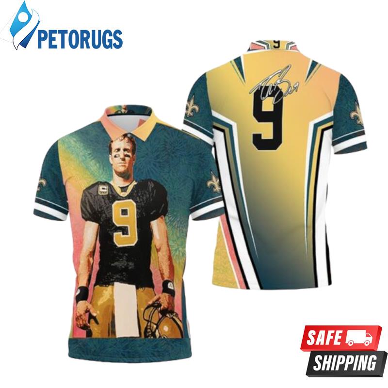 New Orleans Saints Oil Painting Drew Brees 9 Personalized Polo Shirts