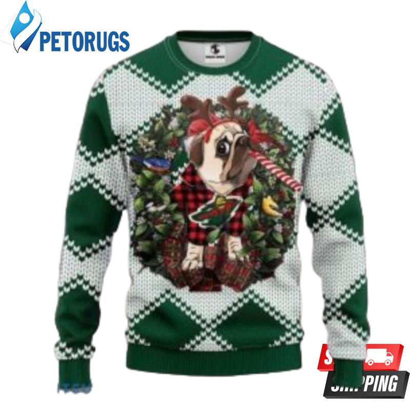 Nhl Minnesota Wild Pug Dog Christmas Ugly Christmas Sweaters