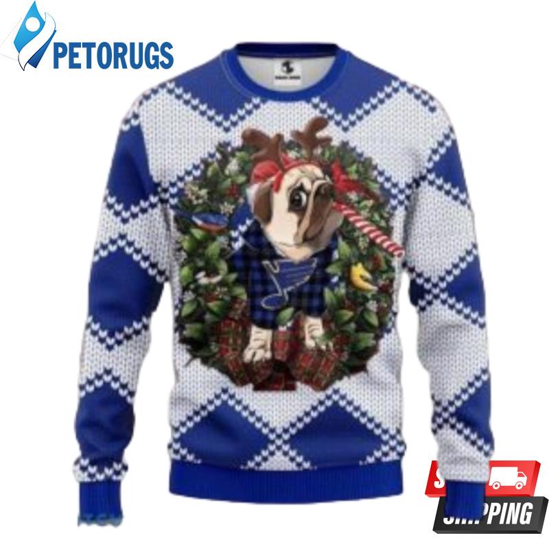 Nhl St_ Louis Blues Pug Dog Christmas Ugly Christmas Sweaters