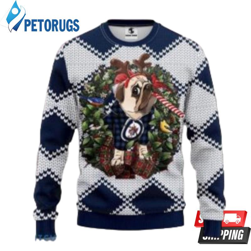 Nhl Winnipeg Jets Pug Dog Christmas Ugly Christmas Sweaters