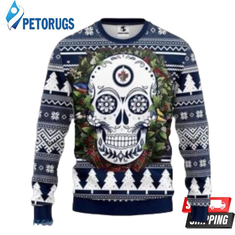 Nhl Winnipeg Jets Skull Flower Christmas Ugly Christmas Sweaters