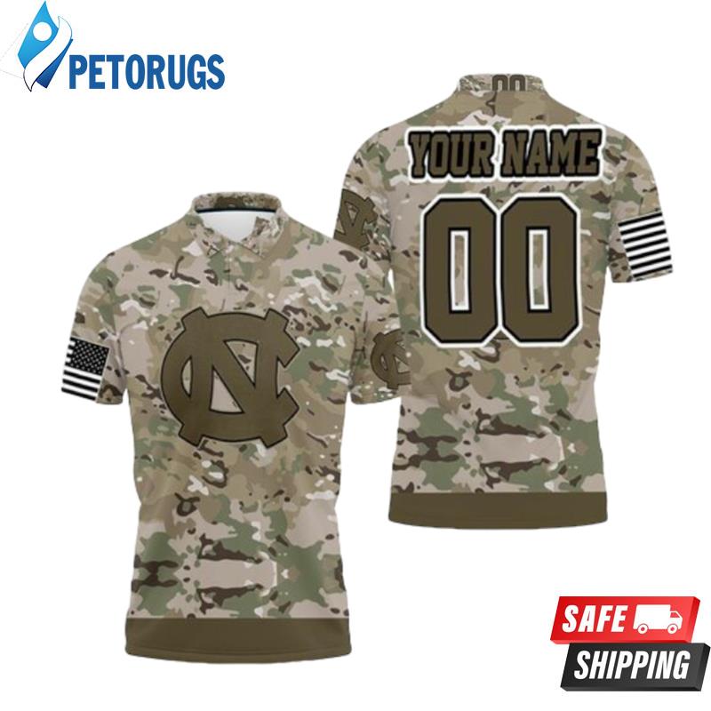 North Carolina Tar Heels Camouflage Veteran Personalized Polo Shirts