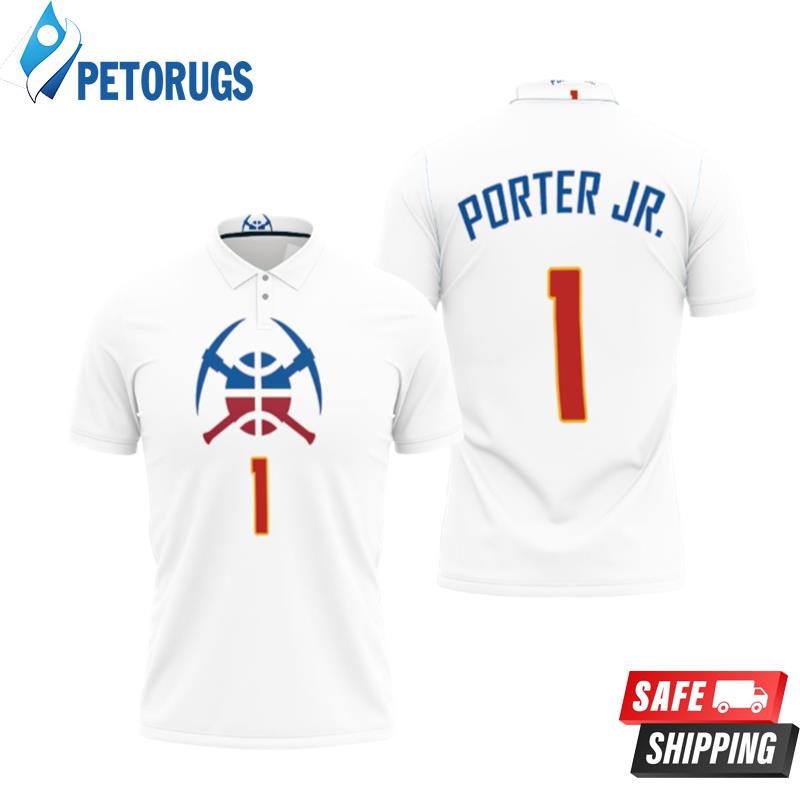 Nuggets Michael Porter Jr 1 2020-21 Earned Edition White Inspired Style Polo Shirts