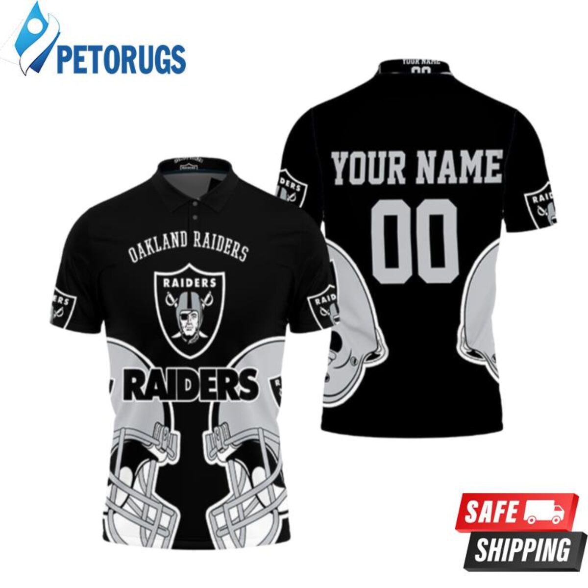 Oakland Raiders American Flag Ripped Polo Shirts - Peto Rugs