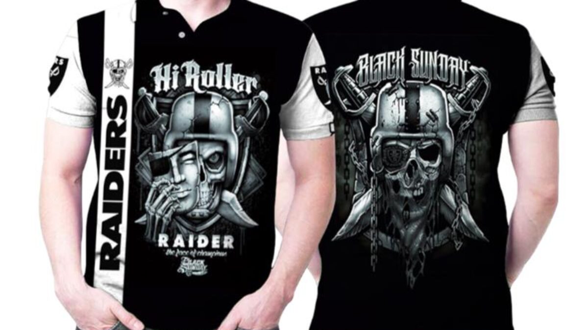 Sunday Gift Printed Oakland Roller Shirts Hi Skull Peto Champions For Fan Black Face Raiders Oakland - Polo Rugs Of Raiders