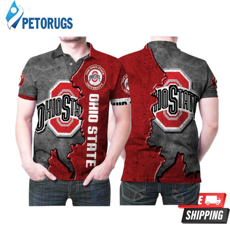 Ohio State Buckeyes Logo Football Ground Printed Polo Shirts