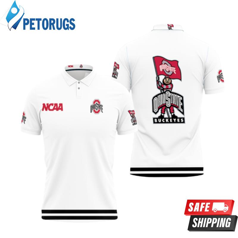 Ohio State Buckeyes Ncaa Classic White With Mascot Logo Polo Shirts