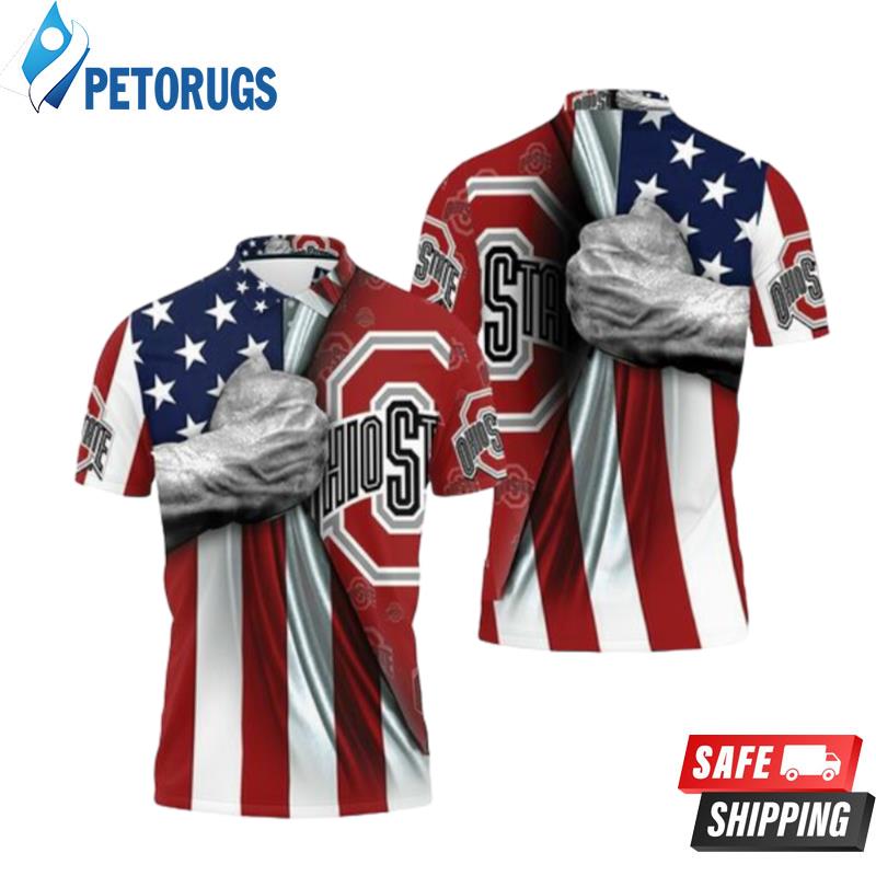 Ohio State Buckeyes Under American Flag Polo Shirts