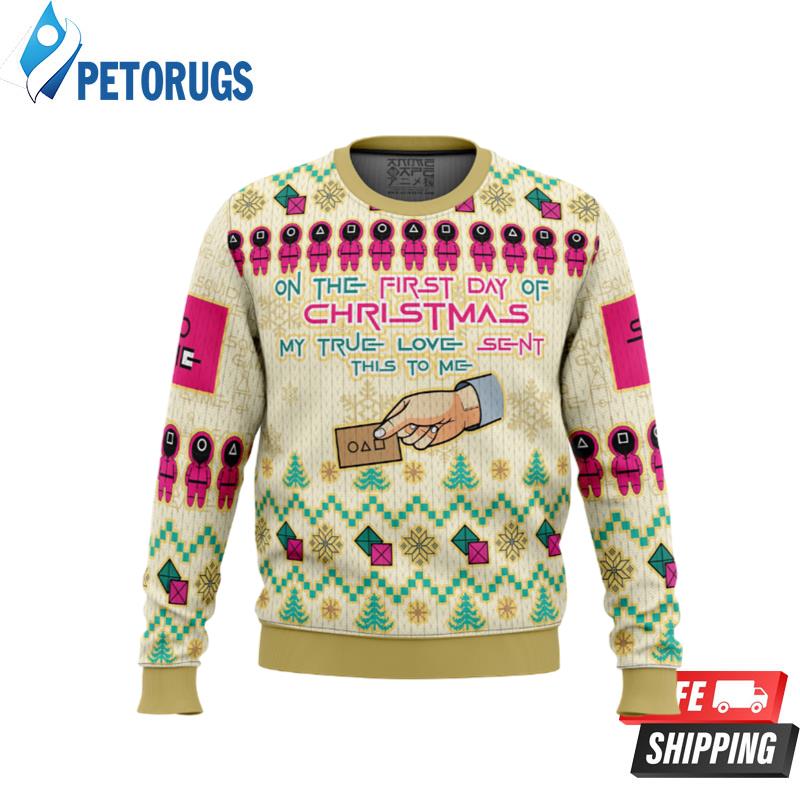 On the First Day of Christmas Squid Game Ugly Christmas Sweaters