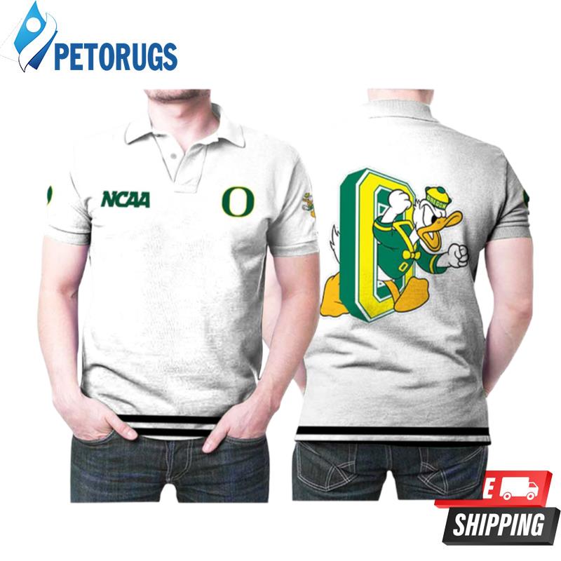 Oregon Ducks Ncaa Classic White With Mascot Logo Polo Shirts