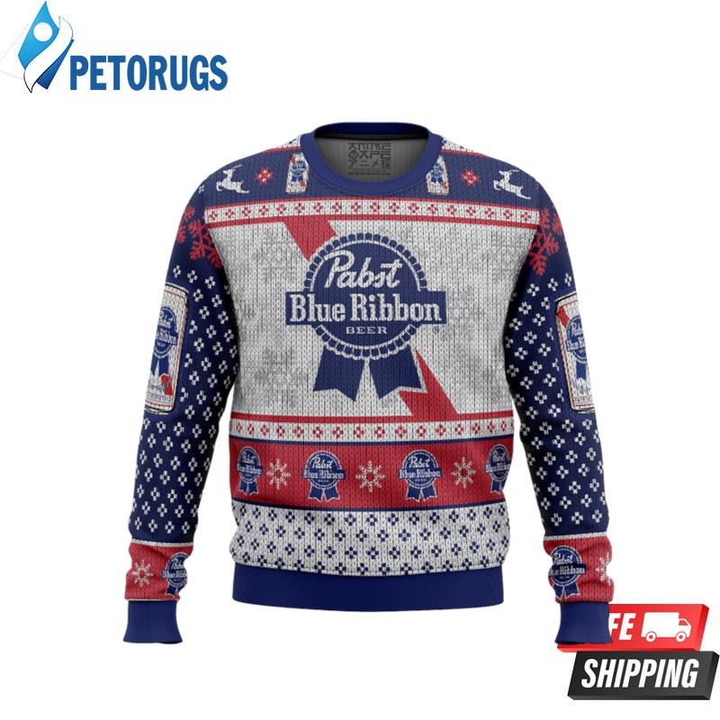 Pabst Blue Ribbon Ugly Christmas Sweaters