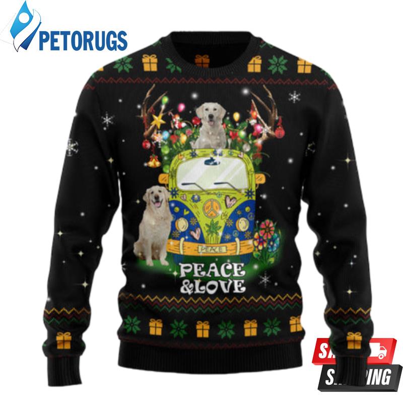 Peace Love Golden Retriever Ugly Christmas Sweaters