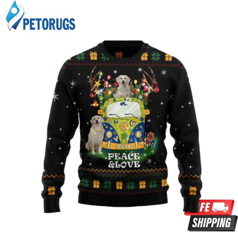 Peace Love Golden Retriever Ugly Christmas Sweaters
