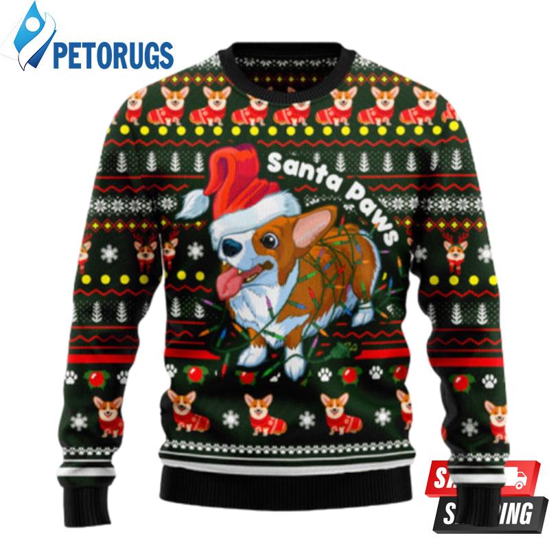 Pembroke Welsh Corgi Paws Ugly Christmas Sweaters