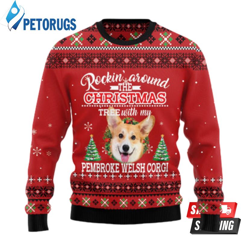 Pembroke Welsh Corgi Rockin' Ugly Christmas Sweaters