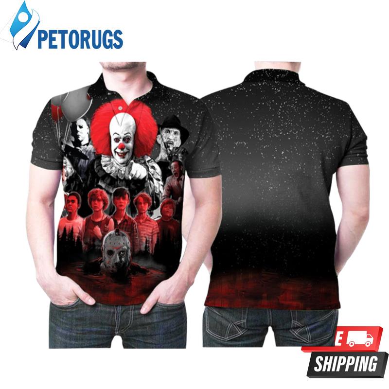 Pennywise Jason Freddy Myers It Horror Movies Halloween Polo Shirts
