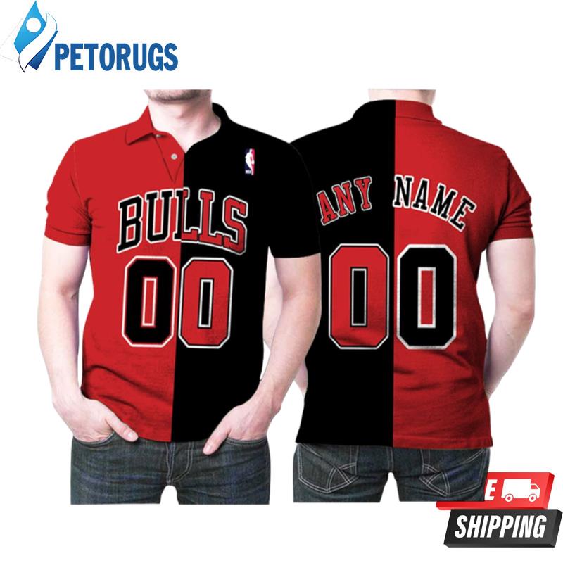Personalized Chicago Bulls Any Name 00 90s Throwback Split Edition Red Black Inspired Style Polo Shirts
